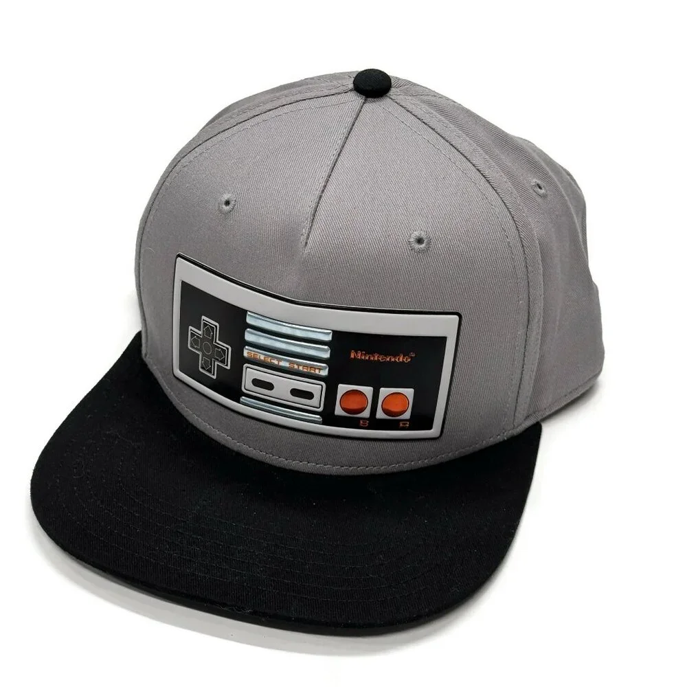 Nintendo‎ NES SnapBack Hat Controller Gray Black Cap Mens Adult